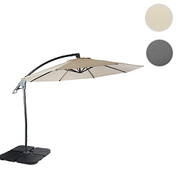 Mendler Parasol déporté de luxe HWC-D14, protection contre le soleil, Ø 3m ~ crème / blanc avec support