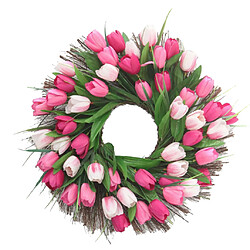 Acheter Guirlande de tulipes simulées guirlande d'automne décor de porte d'entrée 45cm dia. Rose