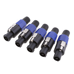 5pcs Connecteur de Haut-parleur Adaptateur à 4 Broches Fiche Jack Audio Mâle - Bleu pas cher