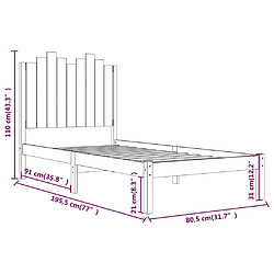 vidaXL Cadre de lit sans matelas noir bois massif pas cher