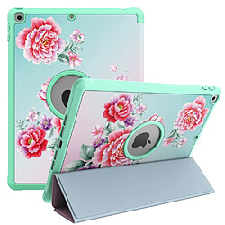 Etui en PU trois volets avec support fleur/rouge pour votre Apple iPad 10.2 (2020)(2019)