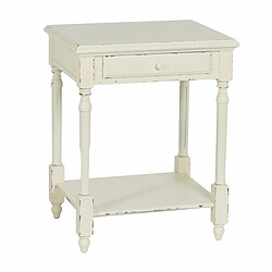 BigBuy Home Table de Nuit Blanc Bois d'épicéa DMF 60 x 49 x 75 cm