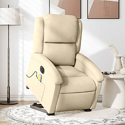 Maison Chic Fauteuil Relax pour salon, Fauteuil inclinable de massage électrique Crème Tissu -GKD14719