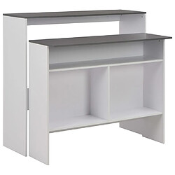 vidaXL Table de bar avec 2 dessus de table Blanc et gris 130x40x120 cm