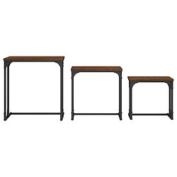 Maison Chic Lot de 3 Tables basses gigognes pour salon | Table à café chêne marron bois d'ingénierie -GKD83125 pas cher