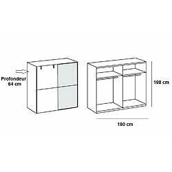 Acheter Inside 75 Armoire EMY style industriel 180 cm coulissante chêne poutre / miroir