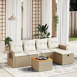 vidaXL Salon de jardin avec coussins 6 pcs beige résine tressée