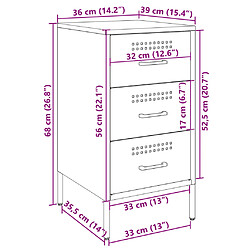 vidaXL Table de chevet noir 36x39x68 cm acier pas cher