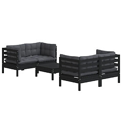 Avis Maison Chic Salon de jardin 5 pcs + coussins - Mobilier/Meubles de jardin - Table et chaises d'extérieur anthracite Bois de pin -MN14409