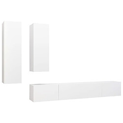 vidaXL Ensemble de meuble TV 4 pcs Blanc Bois d'ingénierie