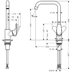 Acheter HANSGROHE Robinet mitigeur de cuisine Ecos - Sans douchette - Taille L - Chrome