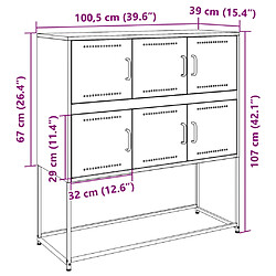 vidaXL Buffet vert olive 100,5x39x107 cm acier pas cher