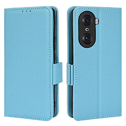 Etui en PU texture litchi, fermeture aimantée, antichoc avec support bleu clair pour votre Honor 60