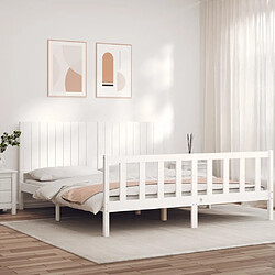 Maison Chic Cadre/structure de lit avec tête de lit pour adulte - Lit Moderne Chambre blanc Super King bois massif -MN64085