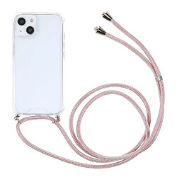 Coque en TPU + acrylique anti-chute, avec longe réglable or rose pour votre Apple iPhone 13 mini 5.4 pouces