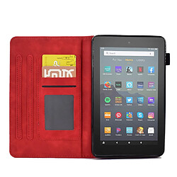 Etui en PU motif en forme de cœur avec support et porte-cartes pour votre Amazon Fire 7 (2015)/(2017)/(2019) - rouge