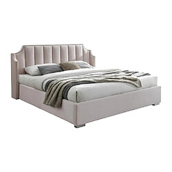 Acheter Vente-Unique Lit coffre 160 x 200 cm avec tête de lit incurvée - Velours - Rose + Matelas - TEOMIS