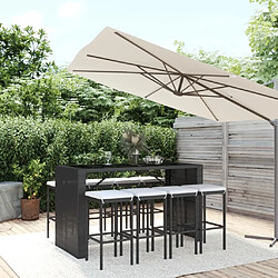 Maison Chic Ensemble de bar de jardin 9 pcs et coussins,Table + chaises + coussins d'extérieur noir poly rotin -GKD566718