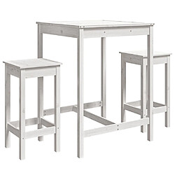 vidaXL Ensemble de bar de jardin 3 pcs blanc bois de pin massif