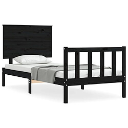 Maison Chic Lit adulte - Cadre Structure de lit avec tête de lit Contemporain noir simple bois massif -MN10613