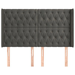 Avis Maison Chic Tête de lit scandinave avec oreilles,meuble de chambre Gris foncé 147x16x118/128 cm Velours -MN23368