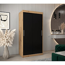 Abiks Meble Armoire Tokyo à portes coulissantes 200/100/62 2 portes (artisan/noir)