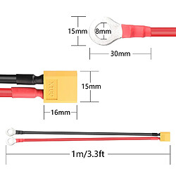 Acheter XT60 Câble de jonction à joint torique, câble de connecteur XT60 mâle à joint torique, avec 1 fil de silicium Mt 12AWG, pour batterie RC Lipo (1M)