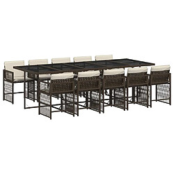 vidaXL Ensemble à manger de jardin et coussins 11 pcs marron rotin