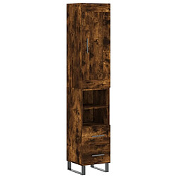 vidaXL Buffet haut Chêne fumé 34,5x34x180 cm Bois d'ingénierie