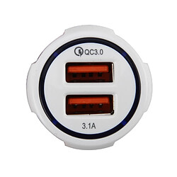 Acheter Wewoo DC 12-24V chargeur rapide 3.0 blanc de voiture avec 3.1A Chargeurs USB double