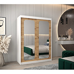 Abiks Meble Armoire PROMO T3 À Portes Coulissantes 200/150/62 2 Portes (Blanc/Artisan)