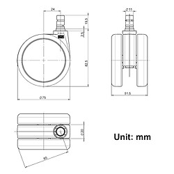 Avis Hjh Office 5x roulettes pour sols durs ROLO No-Noise 11mm / 75 mm roues pour chaises bureaux (lot de 5) hjh OFF