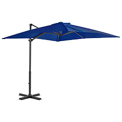 ComfortXL Parasol Déporté Et Mât En Aluminium Bleu Azuré 250x250 Cm