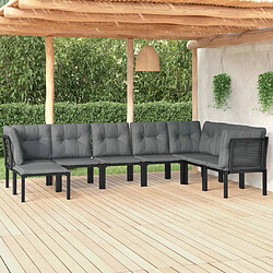 vidaXL Salon de jardin 8 pcs noir et gris résine tressée