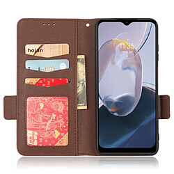 Etui en PU texture litchi, fermoir magnétique double avec support pour votre Motorola Moto E22 4G/Moto E22i 4G - marron