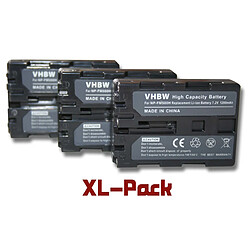 Lot 3 batteries vhbw 1200mAh pour appareil Sony DSLR-A100, DSLR-A100H, DSLR-A100W, DSLR-A100K, DSLR-A200, DSLR-A200K, DSLR-A200H. Remplace: NP-FM500H