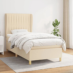 Maison Chic Structures de lit + matelas,Lit à sommier tapissier avec matelas Crème 80x200 cm Tissu -MN46908