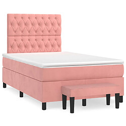 vidaXL Sommier à lattes de lit avec matelas Rose 120x200 cm Velours