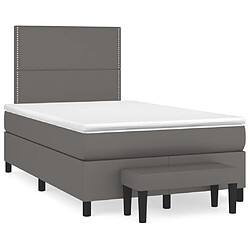 vidaXL Sommier à lattes de lit avec matelas Gris 120x200 cm Similicuir