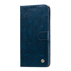 Wewoo Etui à rabat horizontal en cuir de texture Business Style Oil Wax pour Galaxy J6 +, avec support, logements pour cartes et porte-monnaie (bleu)