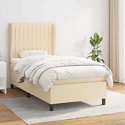 vidaXL Sommier à lattes de lit avec matelas Crème 80x200 cm Tissu