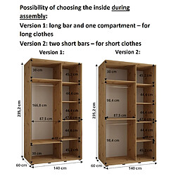 Abiks Meble Armoire DAVOS 6 À Portes Coulissantes 235,2/140/60 2 Portes pas cher