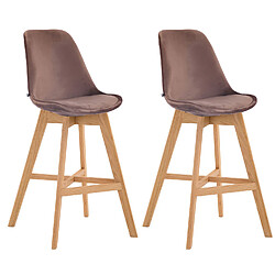 Non Lot de 2 tabourets de bar Cannes velours naturel