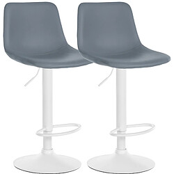 Non Lot de 2 tabourets de bar Divo simili cuir blanc