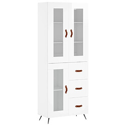 vidaXL Buffet haut Blanc brillant 69,5x34x180 cm Bois d'ingénierie