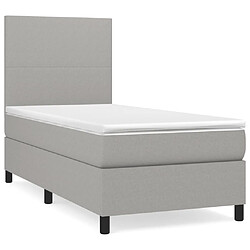 vidaXL Sommier à lattes de lit et matelas Gris clair 90x190 cm Tissu