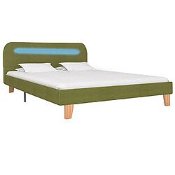 Maison Chic Lit adulte - Cadre de lit avec LED,Structure du lit Contemporain Vert Tissu 140 x 200 cm -MN53188