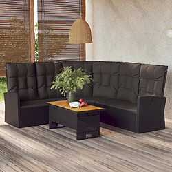 Maison Chic Salon de jardin 2 pcs avec coussins - Table et chaises d'extérieur - Mobilier/Meubles de jardin Moderne Noir Résine tressée -MN10580