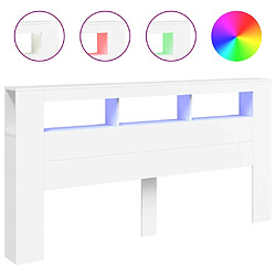 Maison Chic Tête de lit moderne à LED lumineuse pour chambre - Décoration de lit blanc 200x18,5x103,5 cm bois d'ingénierie -MN79505