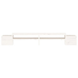 Acheter vidaXL Support de moniteur Blanc 100x27,5x15 cm Bois de pin solide